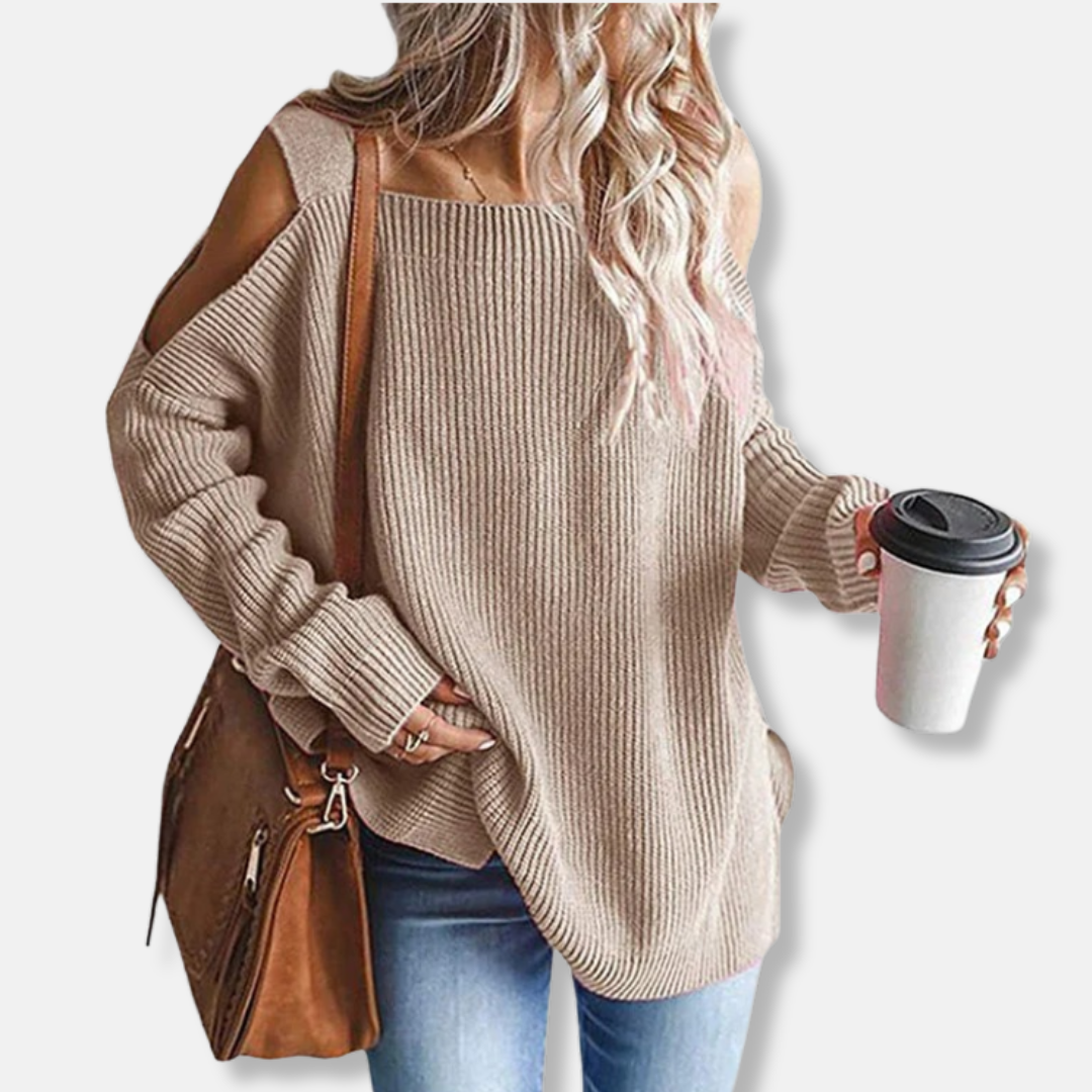 Lune London | Sweatshirt - Open Shoulder Knit - Loose Fit - Structured Fabric
