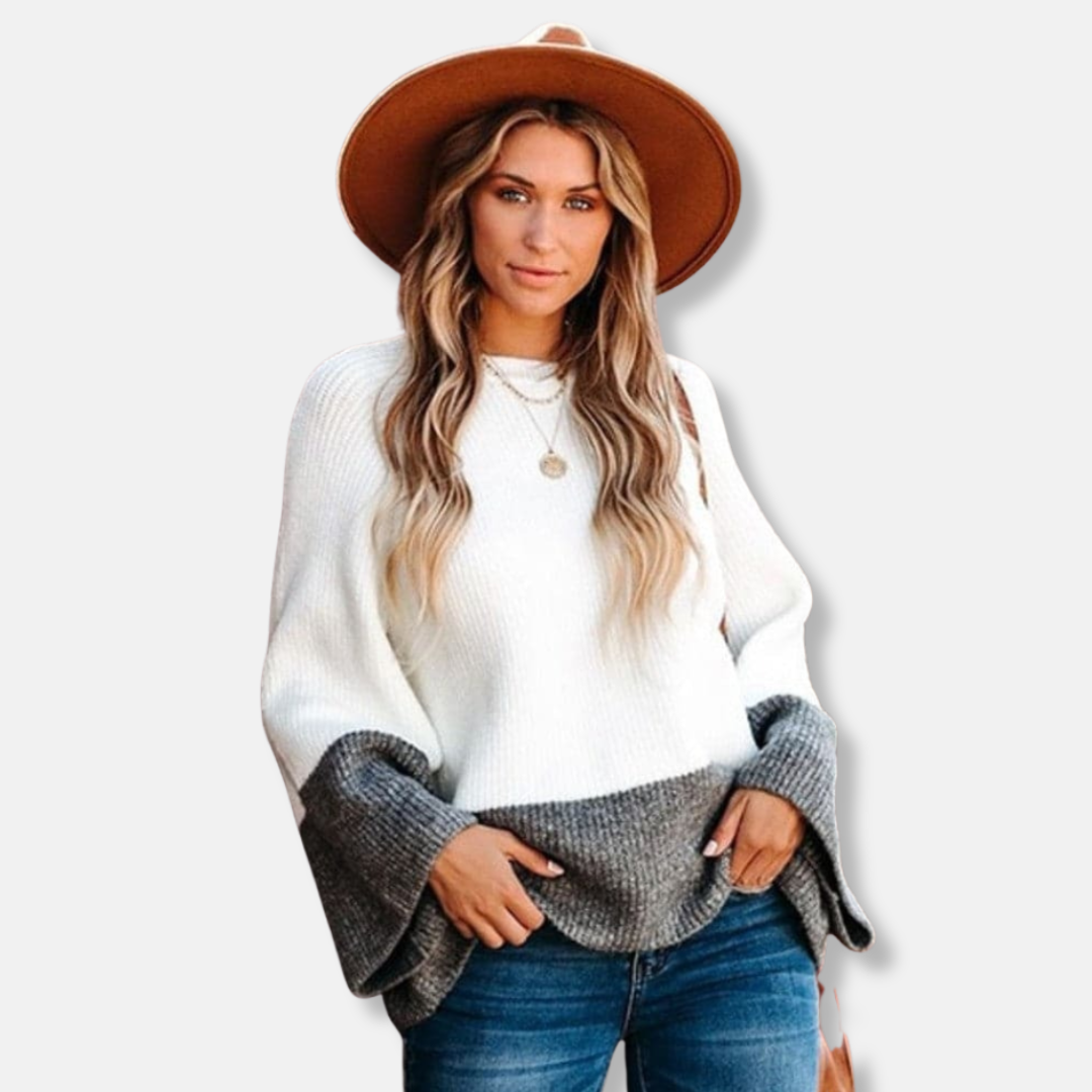 Lune London | Relaxed Fit Pullover Sweater - Color Block Crewneck Pullover