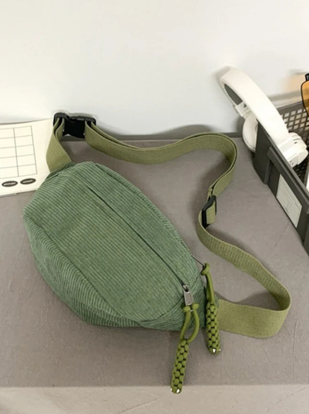 Lune London | Corduroy Hip Bag Hip Pouch Green Shoulder Bag