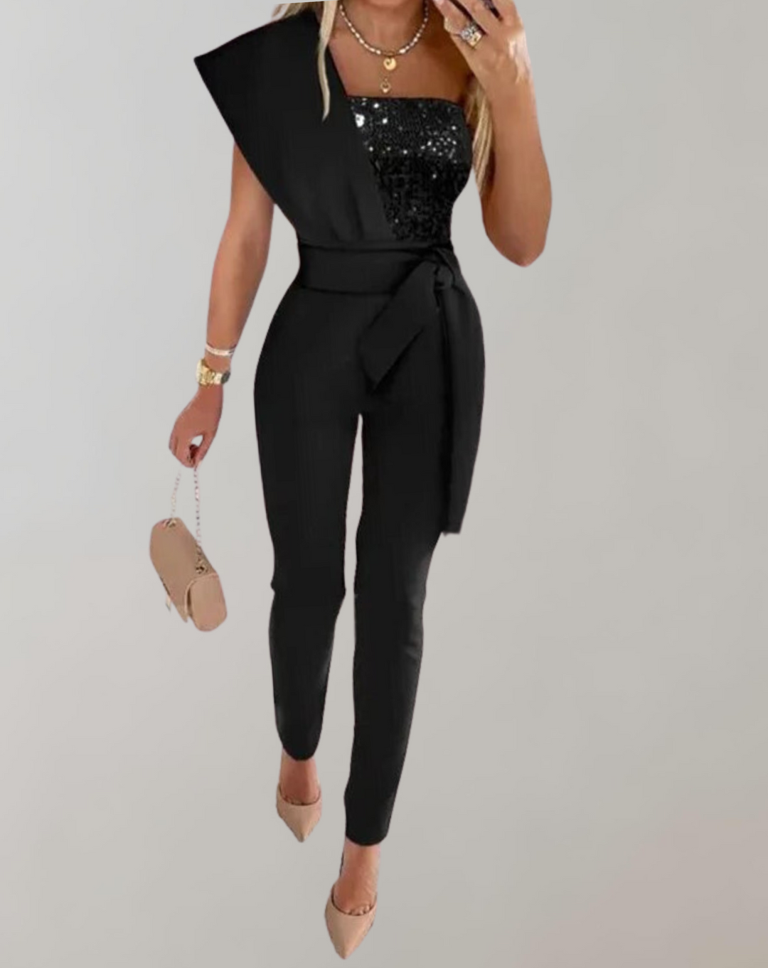 Lune London | Luxurious Overall with Bow Belt and Sparkling Details