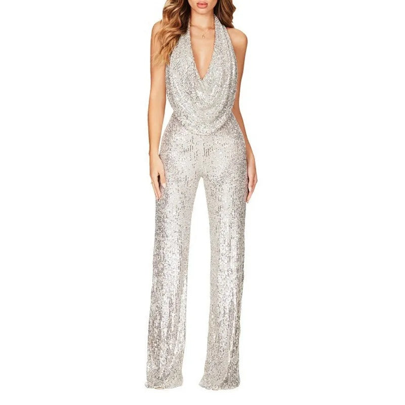 Ladies Elegant Glitter Jumpsuit Lune London