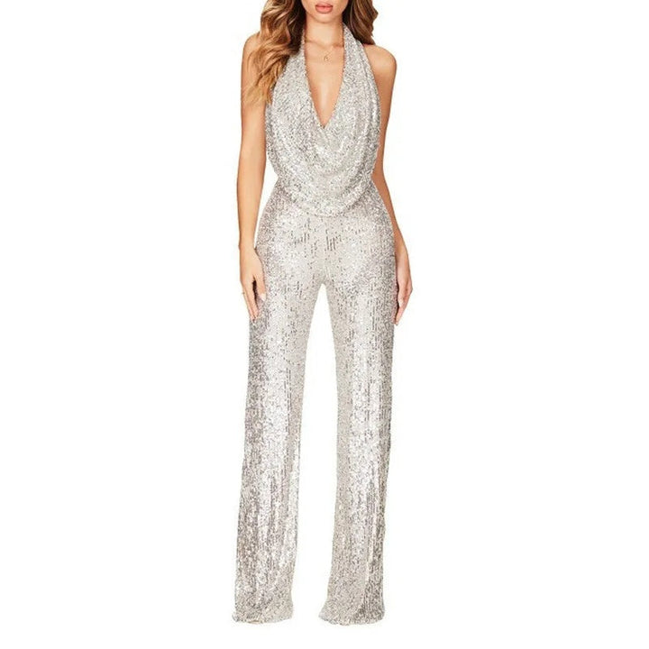 Ladies Elegant Glitter Jumpsuit Lune London