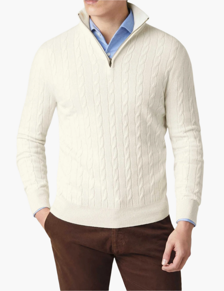 Lune London | Twisted knit sweater with zipper - Elegant sweater for work and leisure