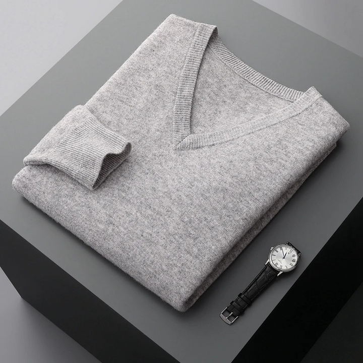 Chic Und Stil | Cashmere Sweater Men V-Neck Soft Cashmere Knit Material