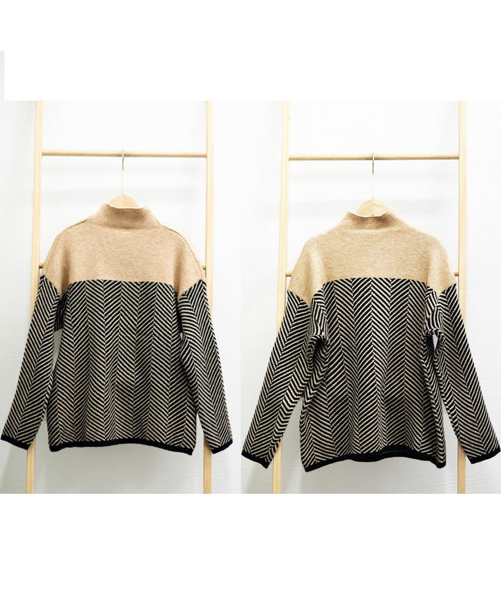 Lune London | Retro color block mock neck sweater