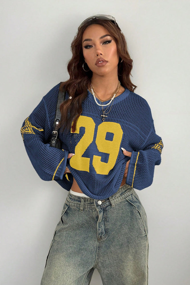 Lune London | Cozy V neck knit sweater with digital print