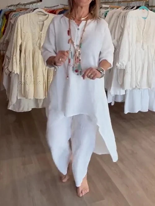 Lune London | Solid Color Leisure Suit Made of Linen for Women
