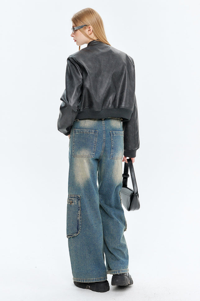 Lune London | Leather Zip-Up Bomber Jacket