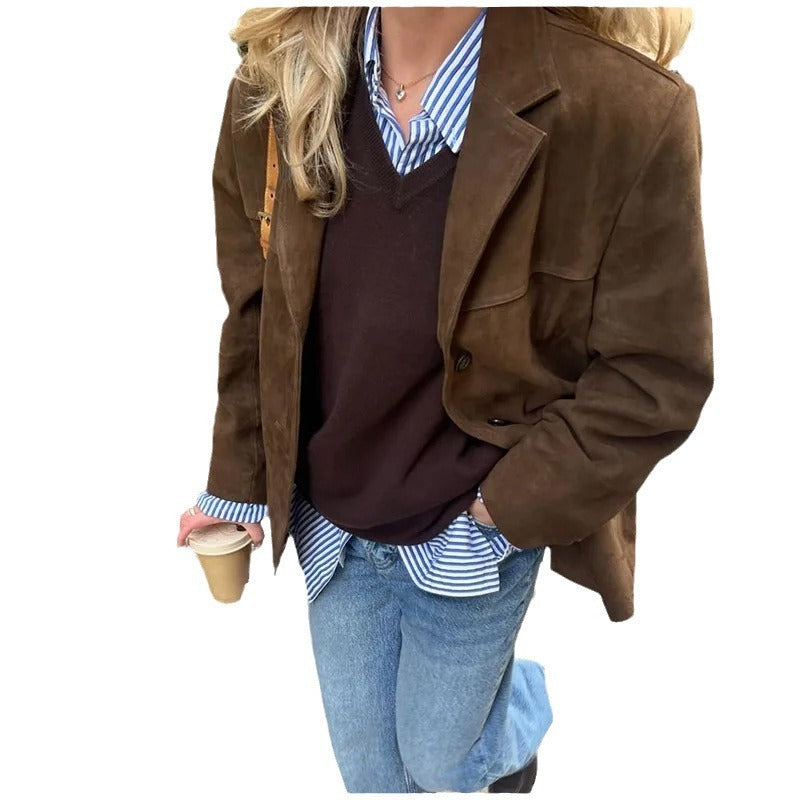 Lune London | Retro faux leather blazer - Elegant vintage jacket for everyday and the office