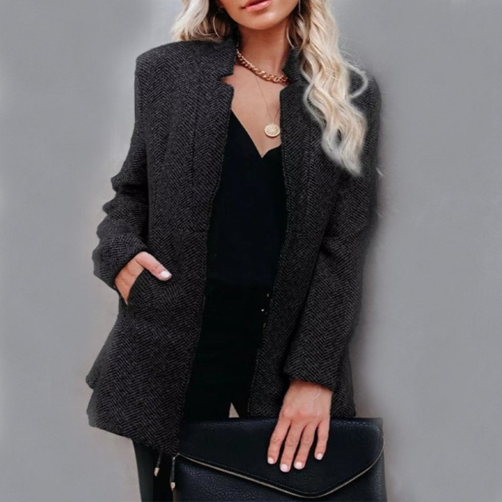 Lune London | Coat - Structured Design - Stand Collar - Mid-Length - Elegant and Warm