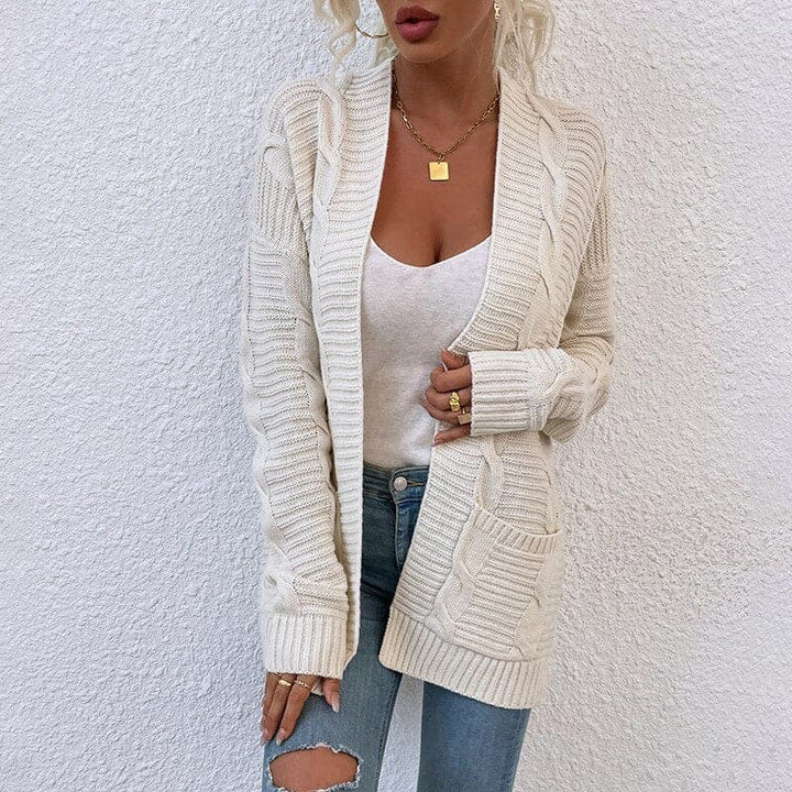 Lune London | Cardigan - Knit - Open Front - Loose Fit - With Pockets - Long Sleeve