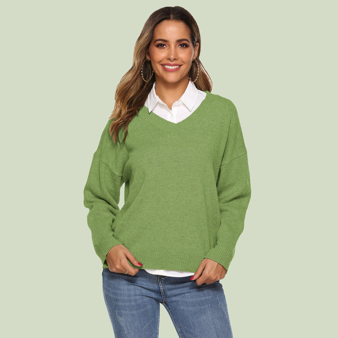 Lune London | Knit Sweater - V-Neck - Loose Fit - Long Sleeves - Soft and Comfortable