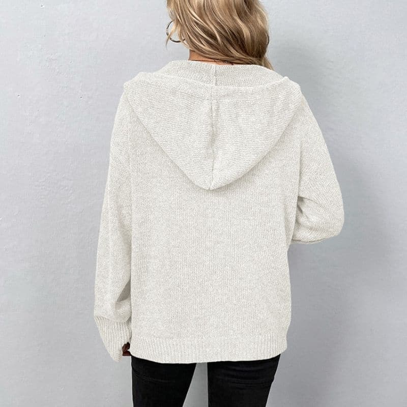 Lune London | Knit cardigan - soft and warm - with hood and button closure - loose fit
