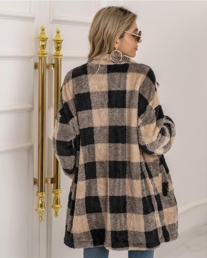 Lune London | Coat - Plus Size - Soft and Warm - Checkered Pattern - Button Closure