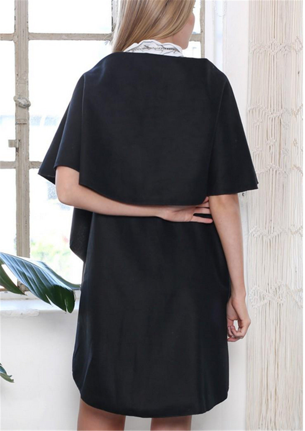 Ladies Cape Coat fashion with large collar and asymmetrical hem Lune London