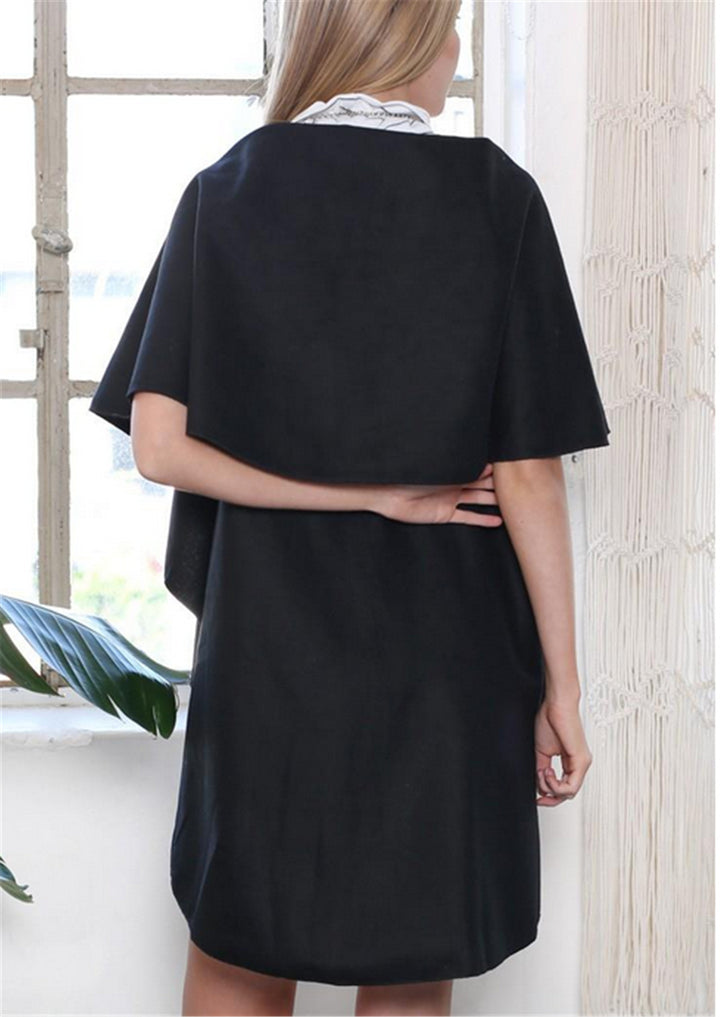 Ladies Cape Coat fashion with large collar and asymmetrical hem Lune London