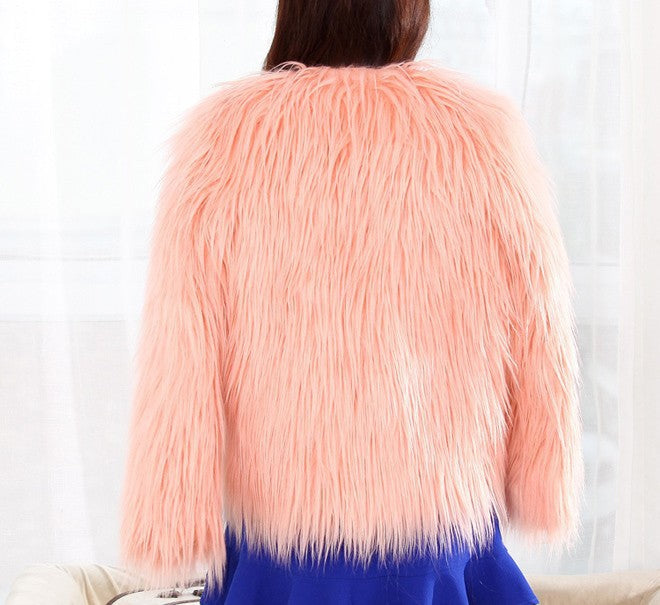 Ladies faux fur overcoat with voluminous design and elegant sleeves Lune London