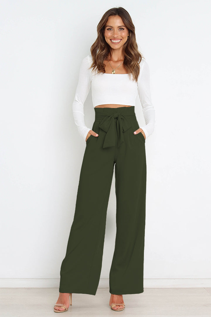 Lune London | High Waist Paperbag Pants with Bow Detail