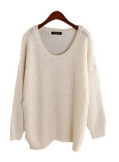 Chunky knit sweater for women with a relaxed fit and deep round neckline Lune London