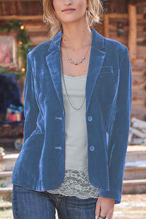 Lune London | Velvet solid color trendy casual blazer