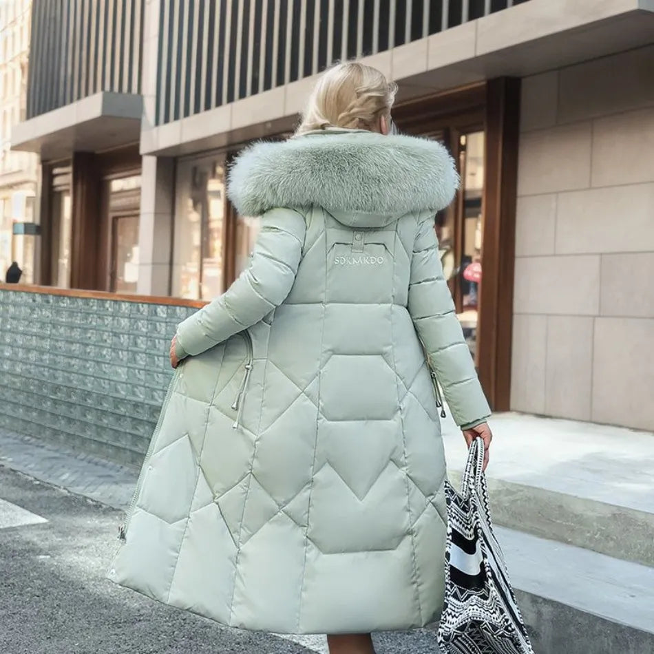 Long winter coat with fur hood