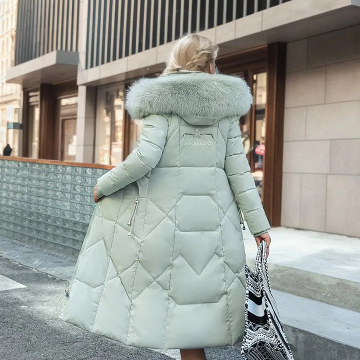 Long winter coat with fur hood
