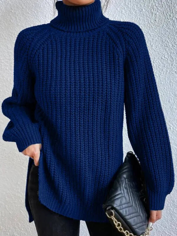 Lune London | turtleneck sweater with raglan sleeves and split hem