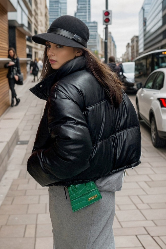 Lune London | Faux Leather Insulated Puffer Jacket