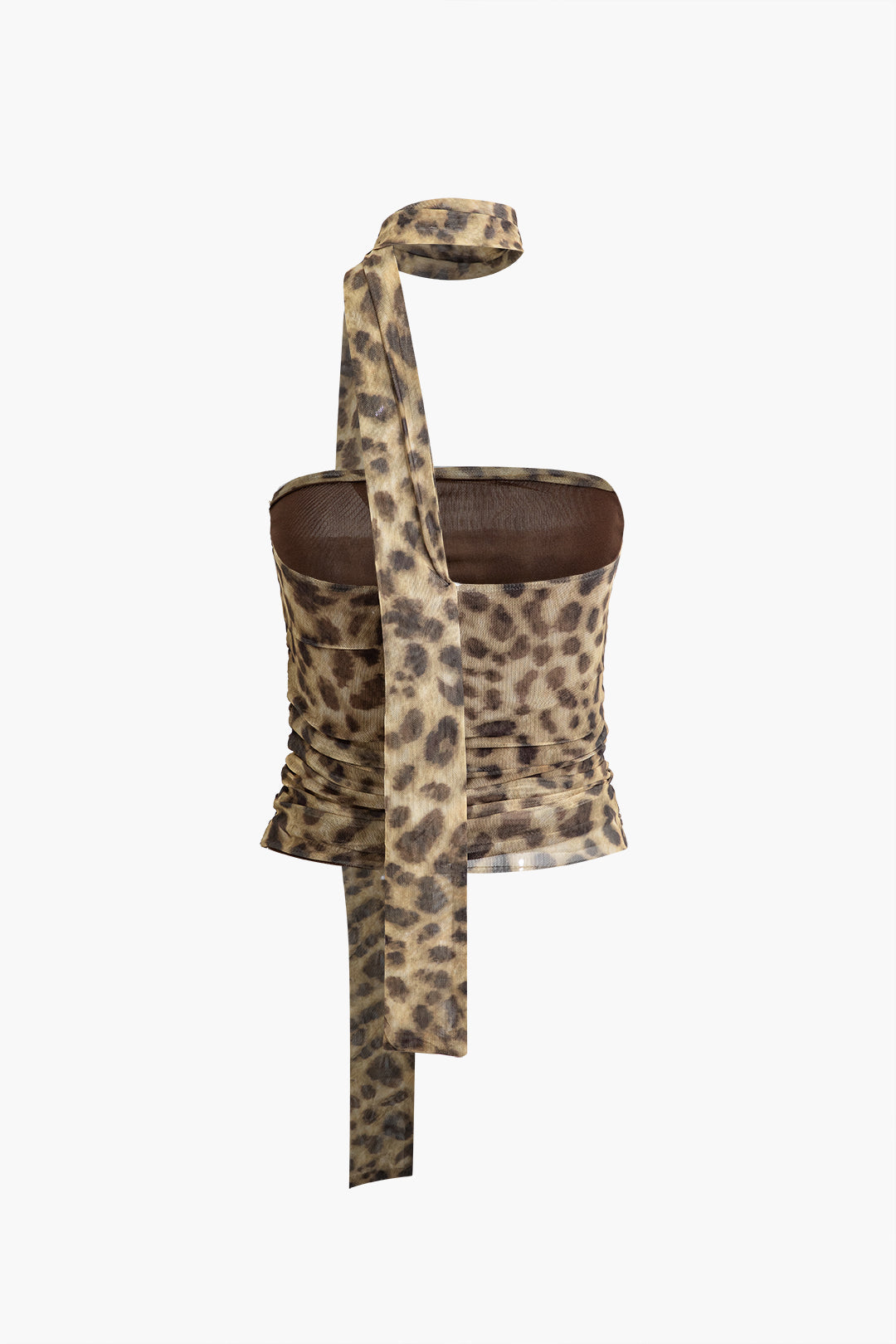 Lune London | Halter-neck mesh top with leopard print