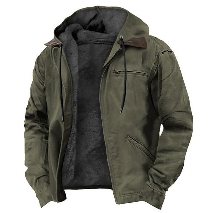 Chic Und Stil | Men's Jacket with Hood Zip Closure and Soft Fleece Lining