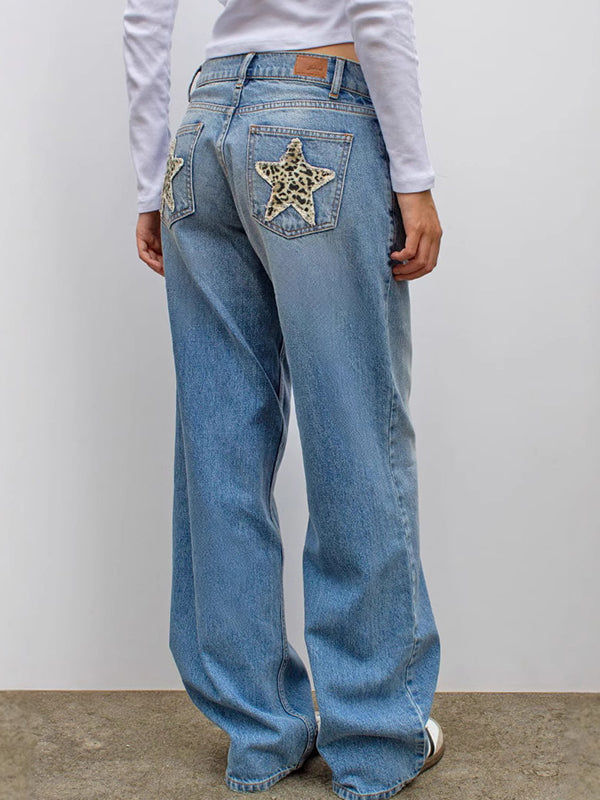 Lune London | Retro Leopard Print Star Boyfriend Jeans