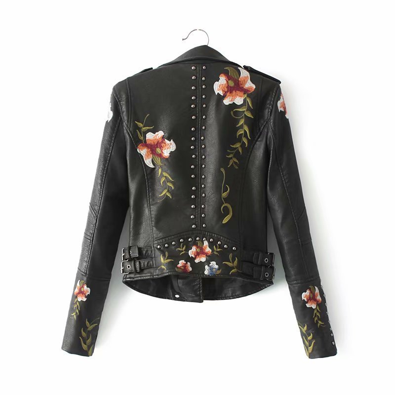 Lune London | Embroidered Decorated Faux Leather Jacket