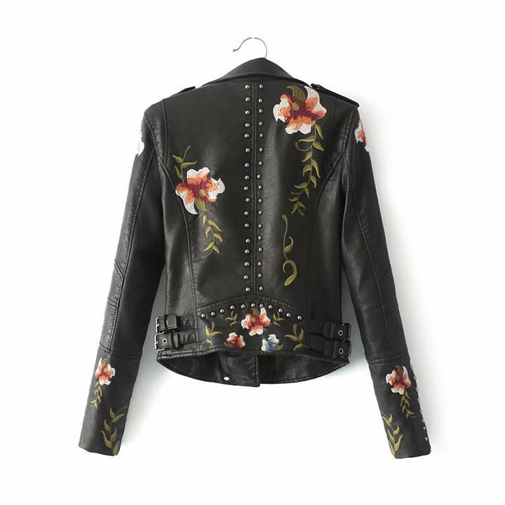Lune London | Embroidered Decorated Faux Leather Jacket