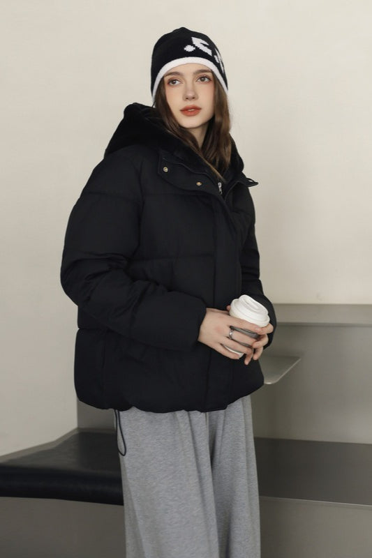 Lune London | Fur panel cropped puffer jacket