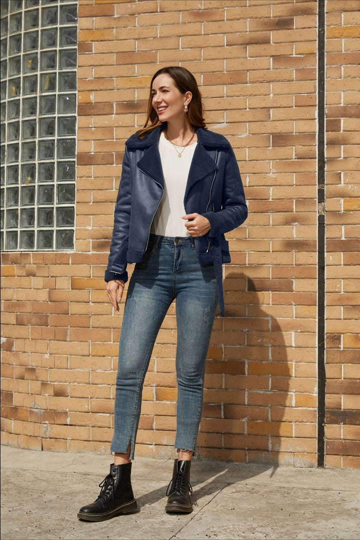 Lune London | Fleece-lined Suede Belted Jacket