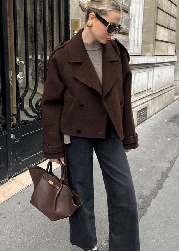 Lune London | Cropped Wool Blend Belted Trench Coat