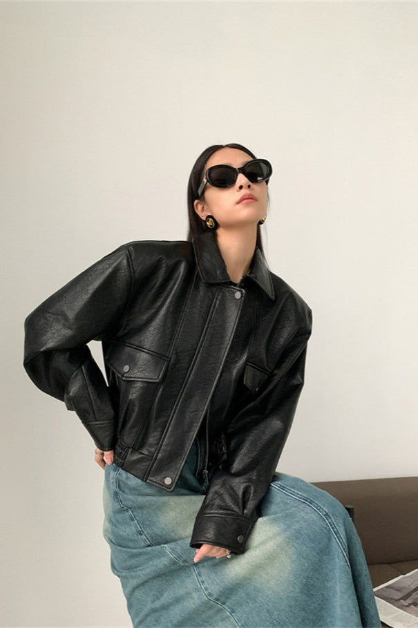 Lune London | PU Leather Lapel Jacket