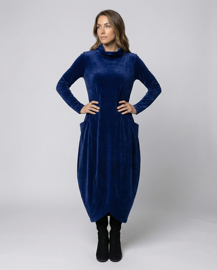Women’s Elegant Velvet Dress with Pockets for Everyday & Events | Lune London