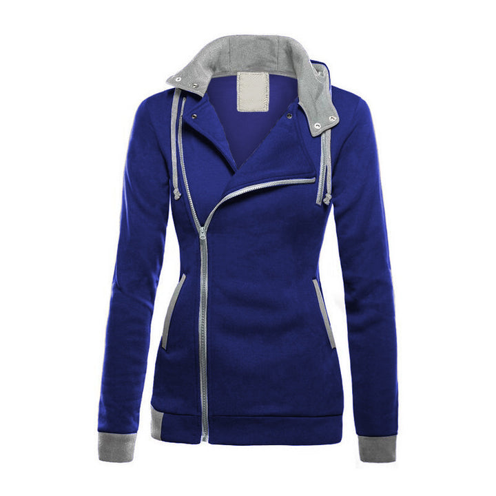Ladies sporty transitional jacket with asymmetrical zipper and hood Lune London