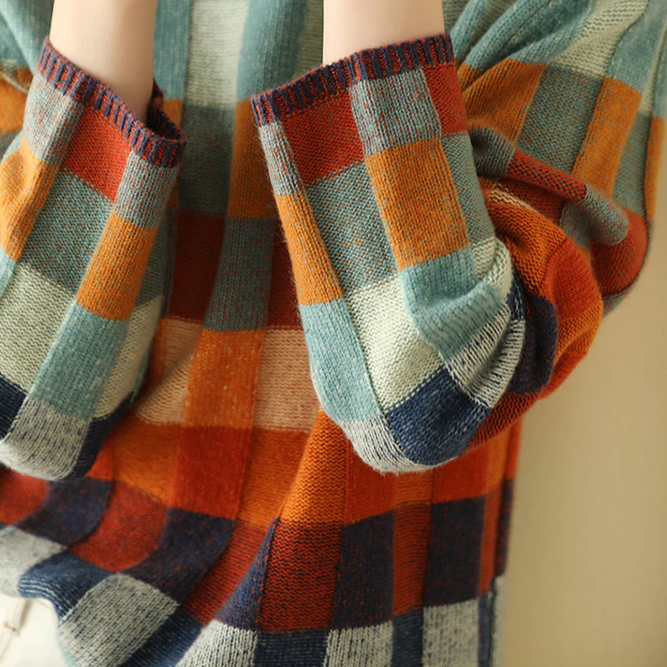 Lune London | Cozy colorblock plaid sweater for everyday style