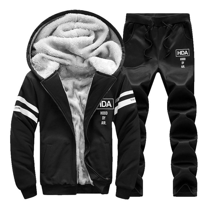 Men's fleece sports jacket with hood and elastic waist Lune London