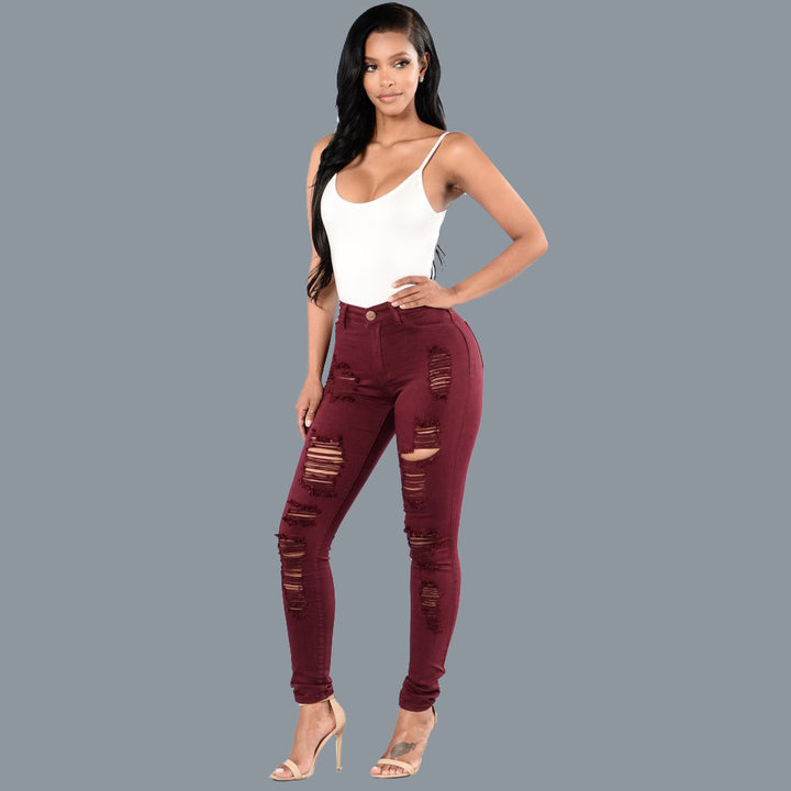 Skinny jeans for women with trendy ripped design Lune London