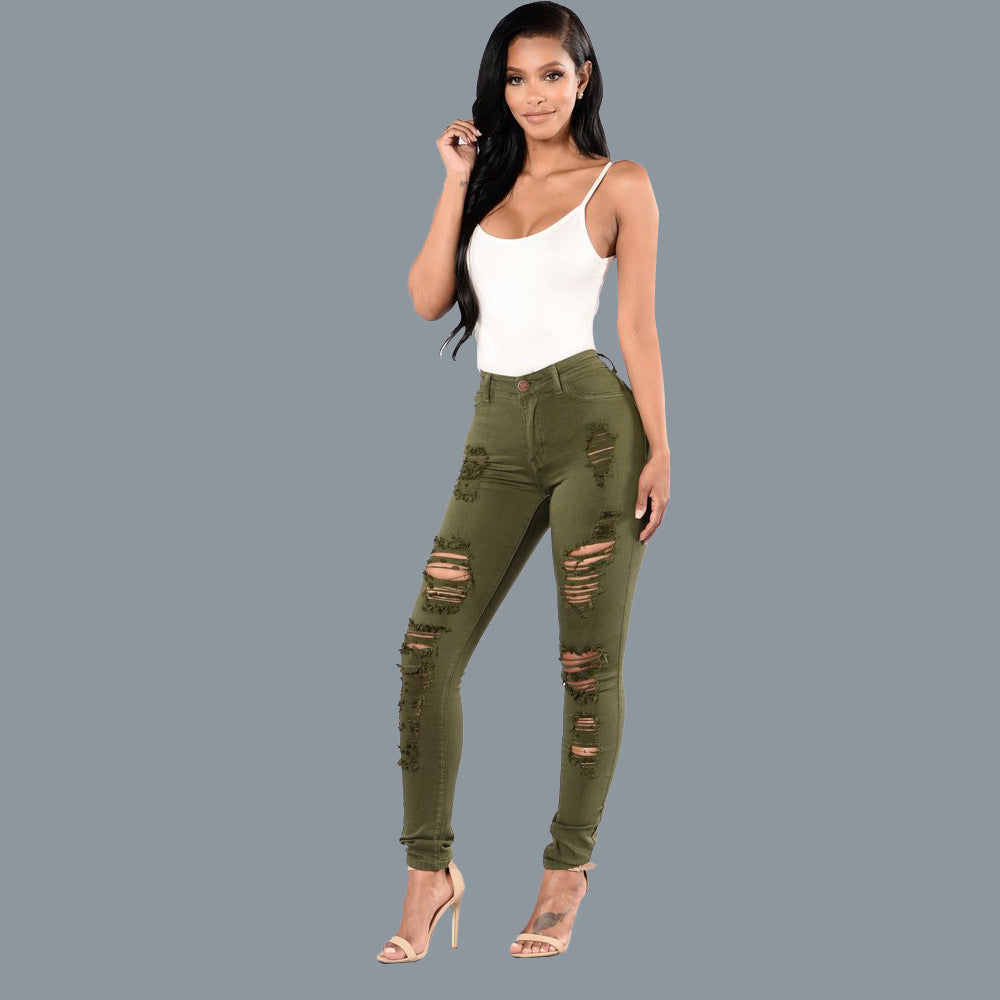 Skinny jeans for women with trendy ripped design Lune London