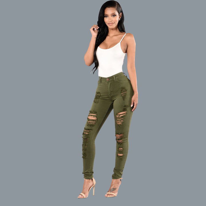 Skinny jeans for women with trendy ripped design Lune London