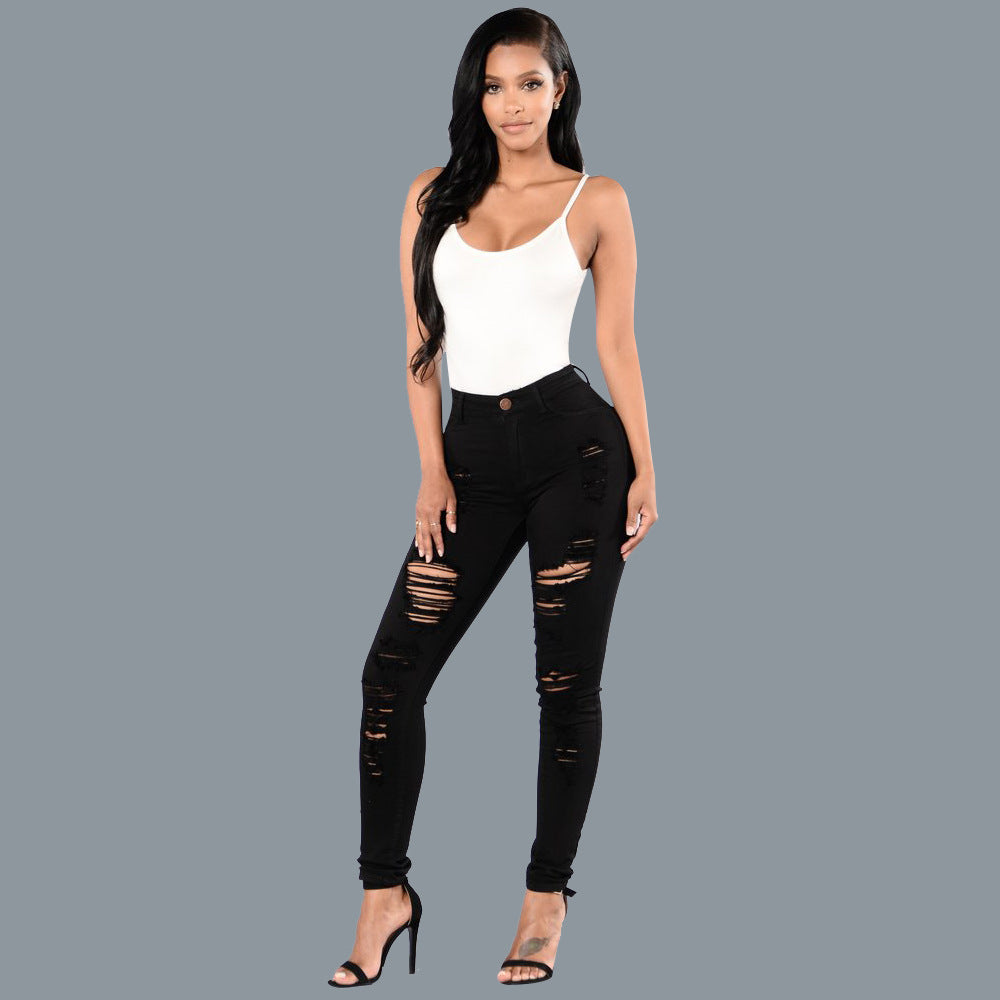 Skinny jeans for women with trendy ripped design Lune London