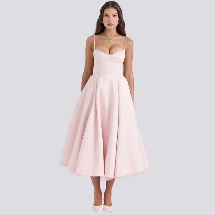 Lune London | Midi Dress with Floral Corset for Women