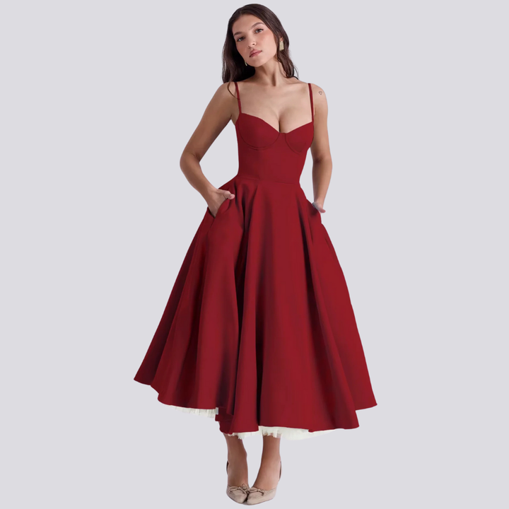 Lune London | Midi Dress with Floral Corset for Women