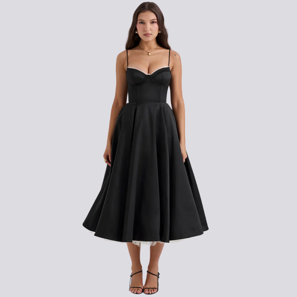 Lune London | Midi Dress with Floral Corset for Women
