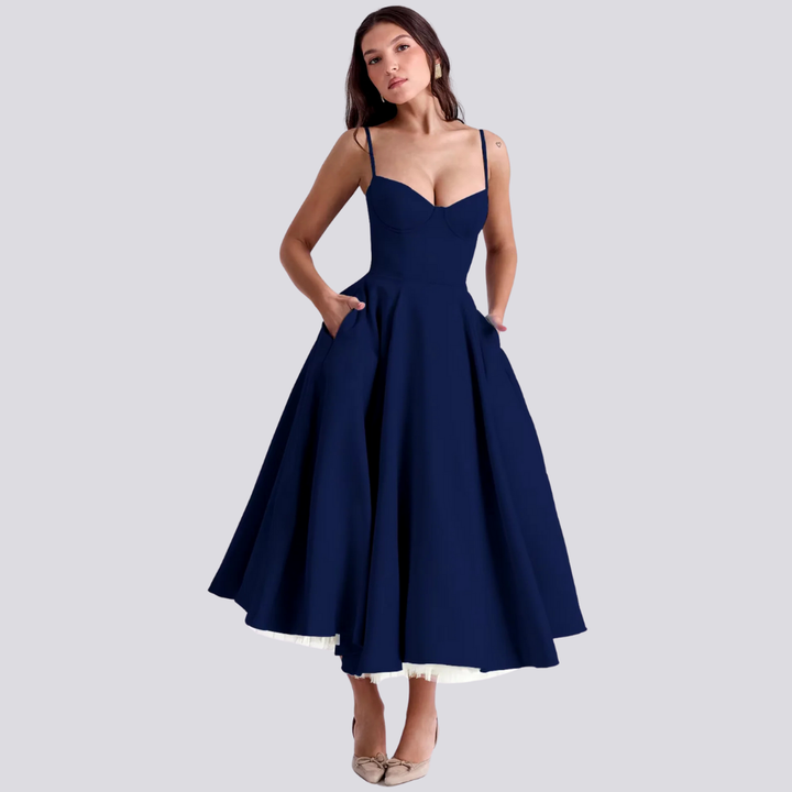 Lune London | Midi Dress with Floral Corset for Women