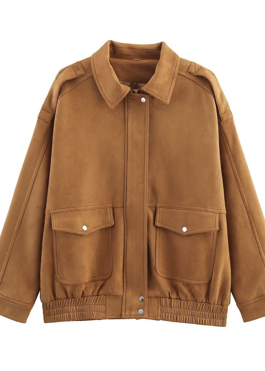 Lune London | Effect Oversized Jacket with Front Pockets – Brown